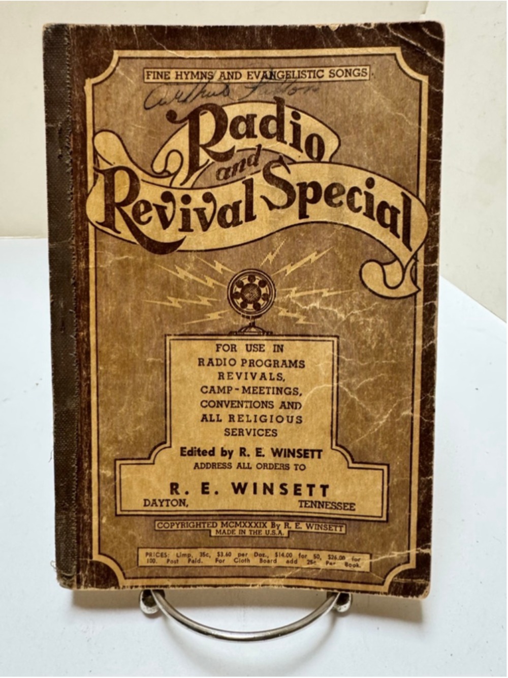 R. E. Winsett Radio and Revival Special Hymn Book 1939 Paperback
